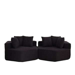 English Elm 54-inch Hexagonal Modular Chenille Lounge Chair with Spring Coil Support for Living Spaces Black W834S00659