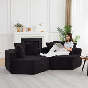 English Elm 54-inch Hexagonal Modular Chenille Lounge Chair with Spring Coil Support for Living Spaces Black W834S00659