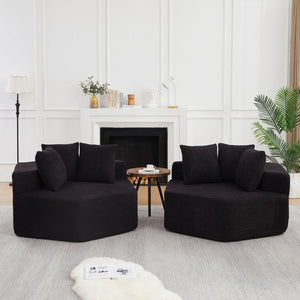 English Elm 54-inch Hexagonal Modular Chenille Lounge Chair with Spring Coil Support for Living Spaces Black W834S00659
