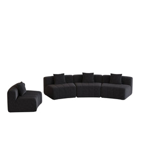 English Elm Chenille Modular Curved Sectional Sofa with Piano Key Seats and Four Accent Pillows Black W834S00662