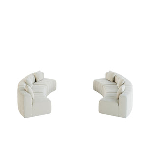 English Elm Chenille Modular Semi Circular Sectional Sofa with Sculptural Arc for Living Room Lounging Beige W834S00665