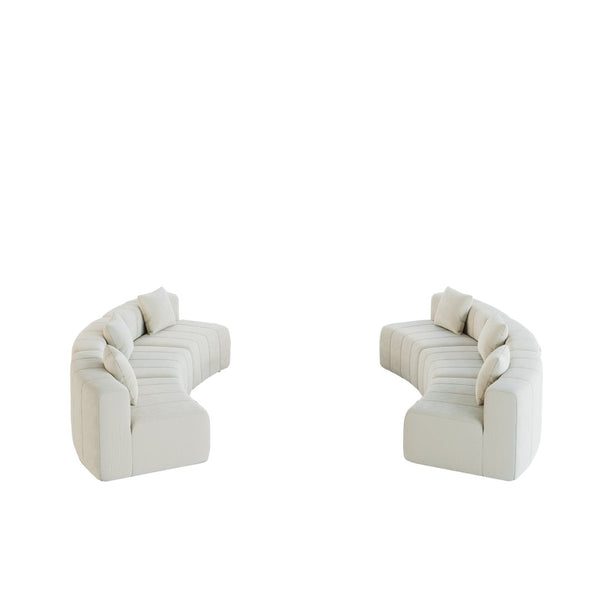 English Elm Chenille Modular Semi Circular Sectional Sofa with Sculptural Arc for Living Room Lounging Beige W834S00665