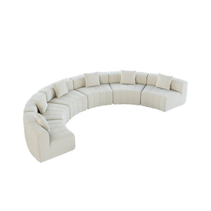 English Elm Chenille Modular Semi Circular Sectional Sofa with Sculptural Arc for Living Room Lounging Beige W834S00665