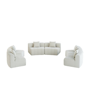 English Elm Chenille Modular Semi Circular Sectional Sofa with Sculptural Arc for Living Room Lounging Beige W834S00665