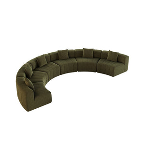 English Elm Chenille Modular Semi Circular Sectional Sofa with Sculptural Arc for Living Room Lounging Green W834S00666