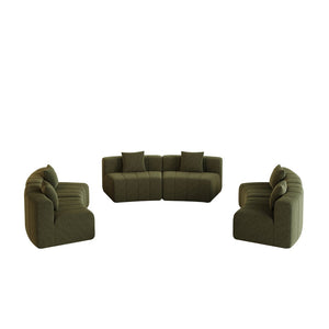 English Elm Chenille Modular Semi Circular Sectional Sofa with Sculptural Arc for Living Room Lounging Green W834S00666