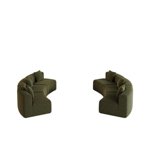 English Elm Chenille Modular Semi Circular Sectional Sofa with Sculptural Arc for Living Room Lounging Green W834S00666