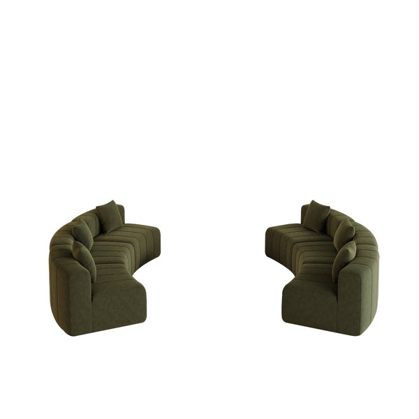 English Elm Chenille Modular Semi Circular Sectional Sofa with Sculptural Arc for Living Room Lounging Green W834S00666