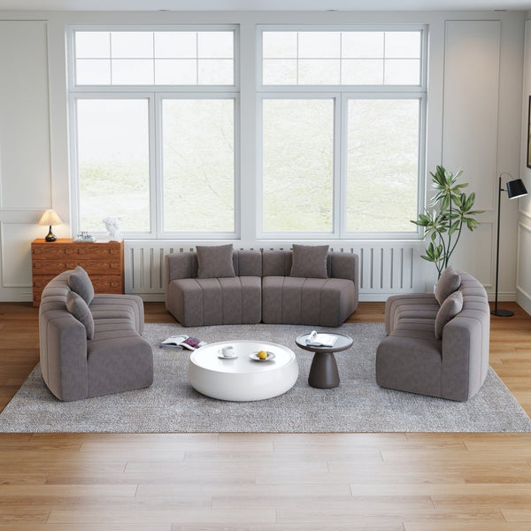 English Elm Chenille Modular Semi Circular Sectional Sofa with Sculptural Arc for Living Room Lounging Grey W834S00667