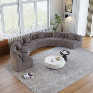 English Elm Chenille Modular Semi Circular Sectional Sofa with Sculptural Arc for Living Room Lounging Grey W834S00667