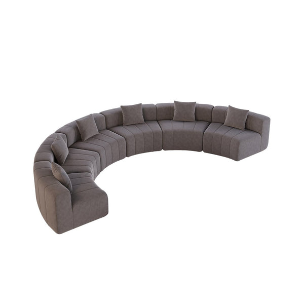 English Elm Chenille Modular Semi Circular Sectional Sofa with Sculptural Arc for Living Room Lounging Grey W834S00667