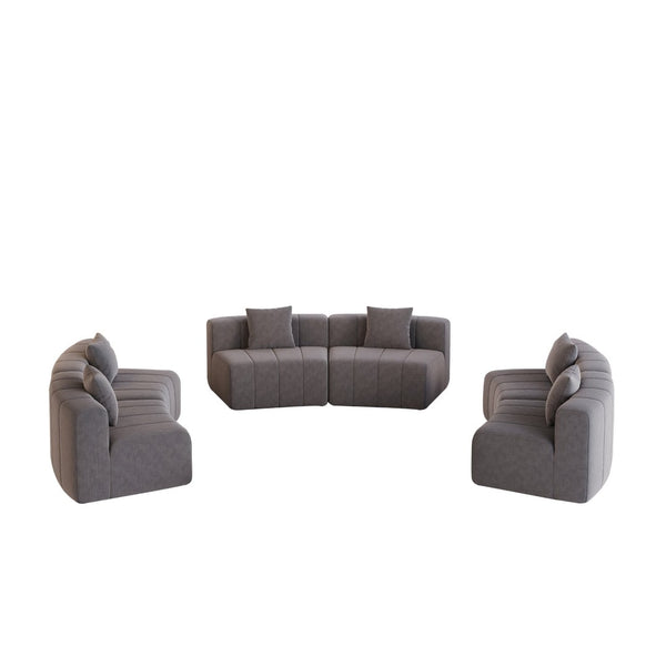 English Elm Chenille Modular Semi Circular Sectional Sofa with Sculptural Arc for Living Room Lounging Grey W834S00667