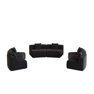 English Elm Chenille Modular Semi Circular Sectional Sofa with Sculptural Arc for Living Room Lounging Black W834S00668