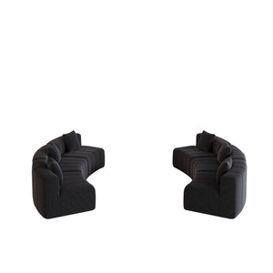 English Elm Chenille Modular Semi Circular Sectional Sofa with Sculptural Arc for Living Room Lounging Black W834S00668