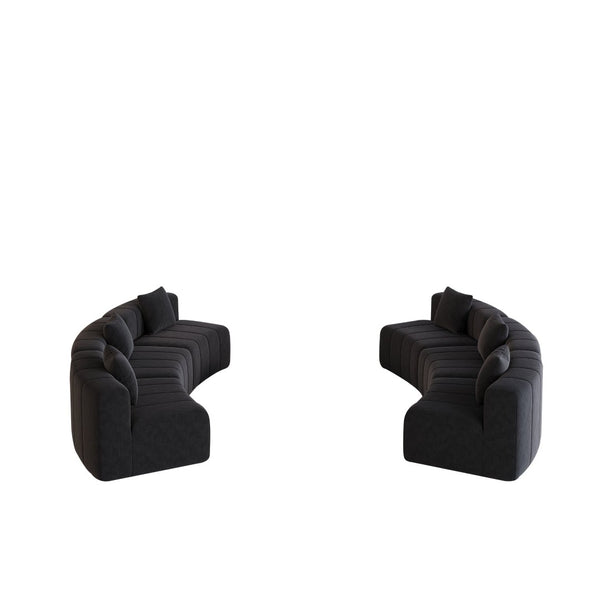 English Elm Chenille Modular Semi Circular Sectional Sofa with Sculptural Arc for Living Room Lounging Black W834S00668