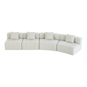 English Elm Chenille Curved Modular Sectional Sofa Sculptural Symmetrical Design for Living Rooms Beige W834S00669