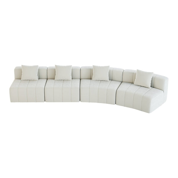 English Elm Chenille Curved Modular Sectional Sofa Sculptural Symmetrical Design for Living Rooms Beige W834S00669