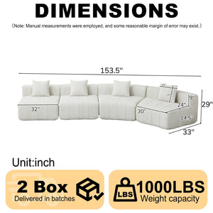 English Elm Chenille Curved Modular Sectional Sofa Sculptural Symmetrical Design for Living Rooms Beige W834S00669
