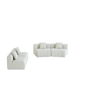 English Elm Chenille Curved Modular Sectional Sofa Sculptural Symmetrical Design for Living Rooms Beige W834S00669