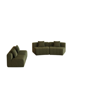 English Elm Chenille Curved Modular Sectional Sofa Sculptural Symmetrical Design for Living Rooms Green W834S00670
