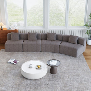 English Elm Chenille Curved Modular Sectional Sofa Sculptural Symmetrical Design for Living Rooms Grey W834S00671