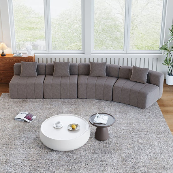 English Elm Chenille Curved Modular Sectional Sofa Sculptural Symmetrical Design for Living Rooms Grey W834S00671