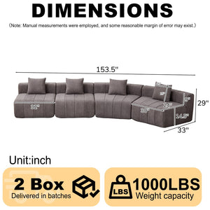 English Elm Chenille Curved Modular Sectional Sofa Sculptural Symmetrical Design for Living Rooms Grey W834S00671