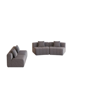 English Elm Chenille Curved Modular Sectional Sofa Sculptural Symmetrical Design for Living Rooms Grey W834S00671