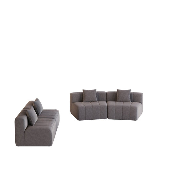 English Elm Chenille Curved Modular Sectional Sofa Sculptural Symmetrical Design for Living Rooms Grey W834S00671