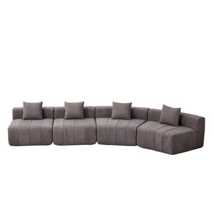 English Elm Chenille Curved Modular Sectional Sofa Sculptural Symmetrical Design for Living Rooms Grey W834S00671