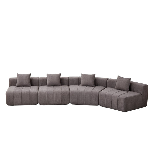 English Elm Chenille Curved Modular Sectional Sofa Sculptural Symmetrical Design for Living Rooms Grey W834S00671