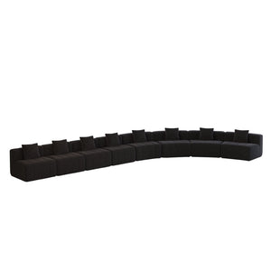 English Elm Four Seat Curved Chenille Modular Sectional Sofa with Piano Key Cushion Detail Black W834S00673