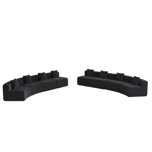 English Elm Four Seat Curved Chenille Modular Sectional Sofa with Piano Key Cushion Detail Black W834S00673