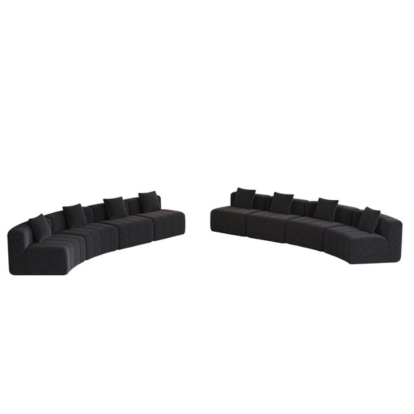 English Elm Four Seat Curved Chenille Modular Sectional Sofa with Piano Key Cushion Detail Black W834S00673