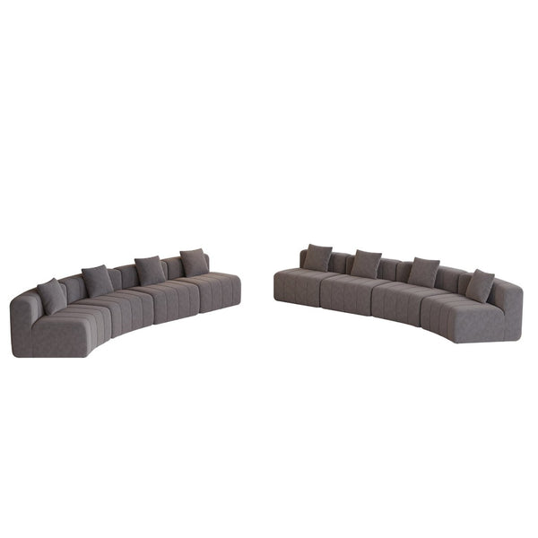 English Elm Four Seat Curved Chenille Modular Sectional Sofa with Piano Key Cushion Detail Grey W834S00674