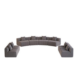 English Elm Four Seat Curved Chenille Modular Sectional Sofa with Piano Key Cushion Detail Grey W834S00674