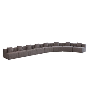 English Elm Four Seat Curved Chenille Modular Sectional Sofa with Piano Key Cushion Detail Grey W834S00674
