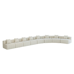 English Elm Four Seat Curved Chenille Modular Sectional Sofa with Piano Key Cushion Detail Beige W834S00676