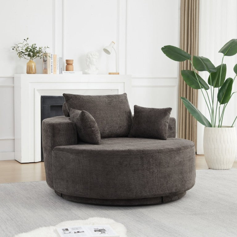 English Elm 55''L 55'L Chenille Foam Swivel Lounge Chair 360 Rotating Cloud Seat for Living Room W834S00677
