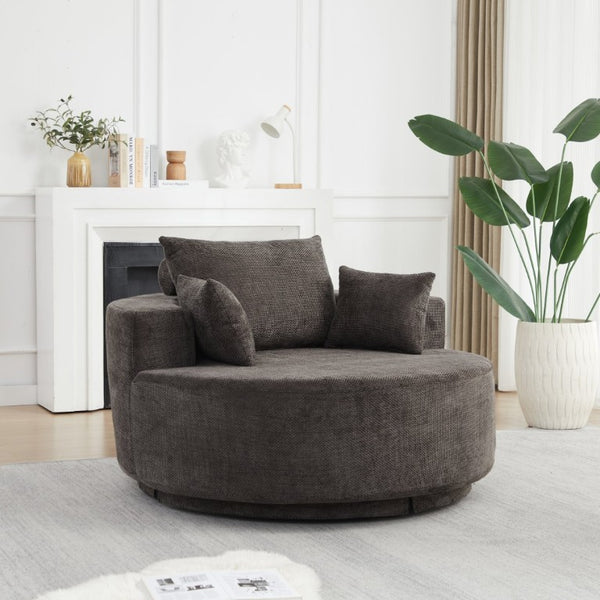 English Elm 55''L 55'L Chenille Foam Swivel Lounge Chair 360 Rotating Cloud Seat for Living Room W834S00677