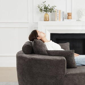 English Elm 55''L 55'L Chenille Foam Swivel Lounge Chair 360 Rotating Cloud Seat for Living Room W834S00677