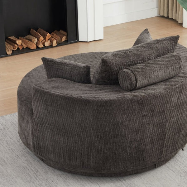 English Elm 55''L 55'L Chenille Foam Swivel Lounge Chair 360 Rotating Cloud Seat for Living Room W834S00677