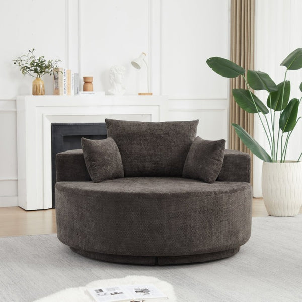 English Elm 55''L 55'L Chenille Foam Swivel Lounge Chair 360 Rotating Cloud Seat for Living Room W834S00677