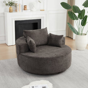English Elm 55''L 55'L Chenille Foam Swivel Lounge Chair 360 Rotating Cloud Seat for Living Room W834S00677
