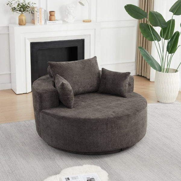 English Elm 55''L 55'L Chenille Foam Swivel Lounge Chair 360 Rotating Cloud Seat for Living Room W834S00677