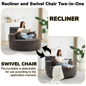 English Elm 55''L 55'L Chenille Foam Swivel Lounge Chair 360 Rotating Cloud Seat for Living Room W834S00677
