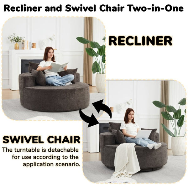 English Elm 55''L 55'L Chenille Foam Swivel Lounge Chair 360 Rotating Cloud Seat for Living Room W834S00677