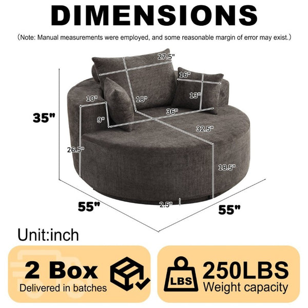 English Elm 55''L 55'L Chenille Foam Swivel Lounge Chair 360 Rotating Cloud Seat for Living Room W834S00677