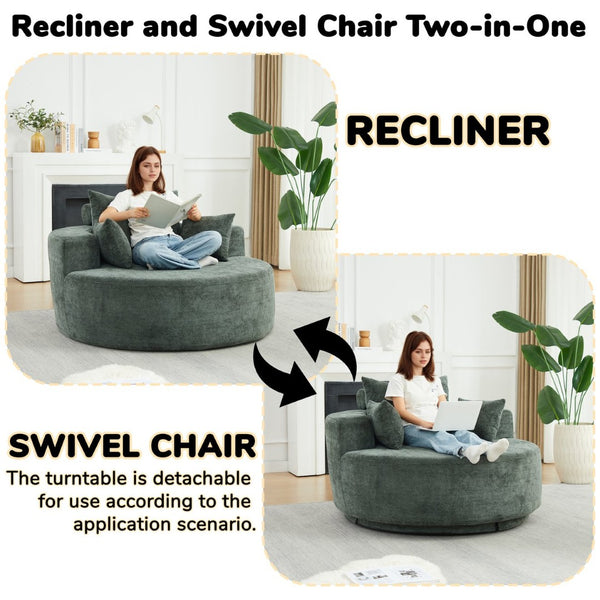 English Elm 55''l 55'l Chenille Swivel Lounge Chair Foam Sleeper with 360 Rotation for Living Rooms W834S00678