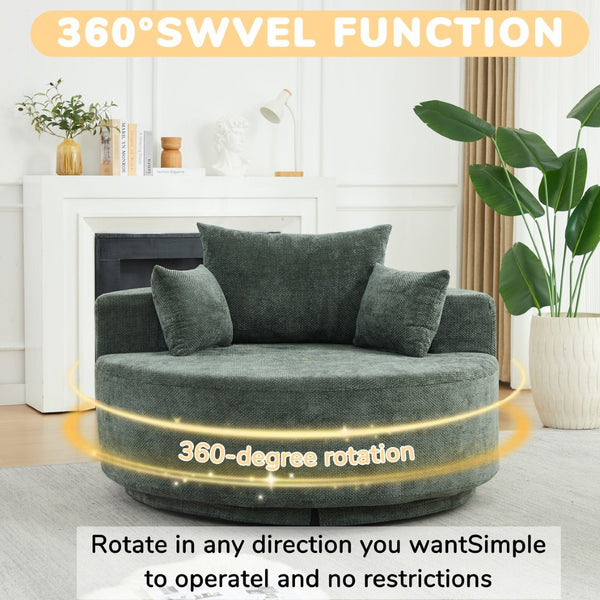 English Elm 55''l 55'l Chenille Swivel Lounge Chair Foam Sleeper with 360 Rotation for Living Rooms W834S00678